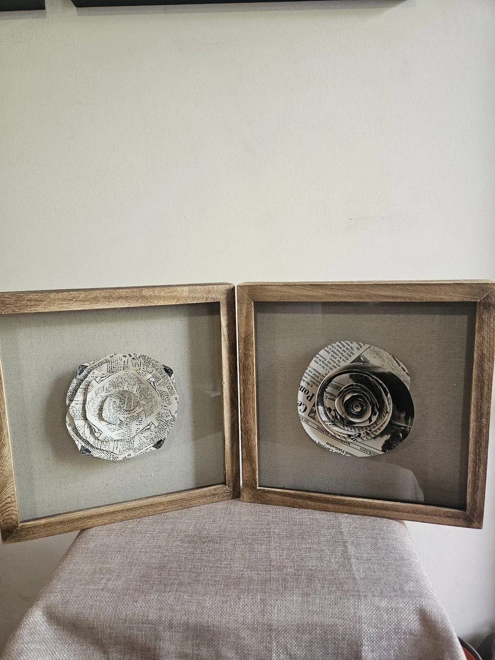 Flower Wall Art in Natural Wood Frame - Set Of 2